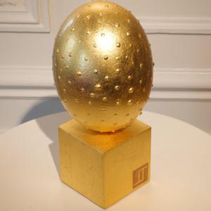 Ostrich Egg Gilded With Gold Leaf