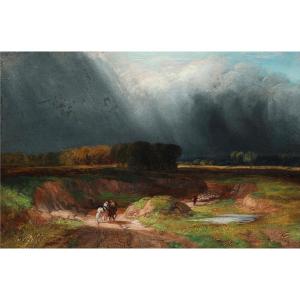 “stormscape” 19th Century, Entourage Of Georges Michel, Oil / Paper