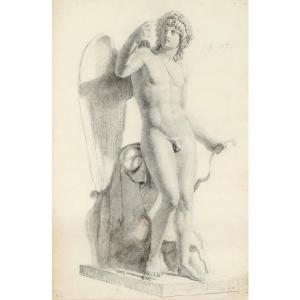 “cupide Triomphant”, Drawing After B. Thorvaldsen’s Marble , Dated 1848