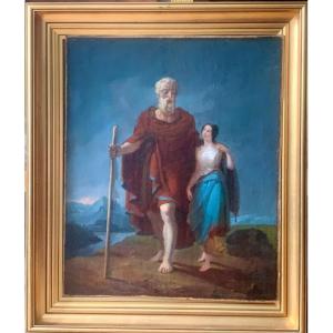 Oedipus And Antigone, O/l Probable Sketch Of A Masterpiece By P .g. Wickenberg, Swedish Sc.