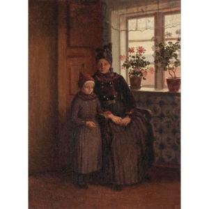 Mother And Child In Costume From The Island Of Fanoe, Sign. Aage Exner, 1919 