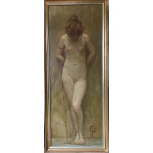 “andromeda  Chained“ , Oil On Linen , Sign. Robert Schiff,  Austrian School. 