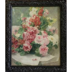 "basquet Of Flowers", Georges Jeannin, 96, Oil On Canvas