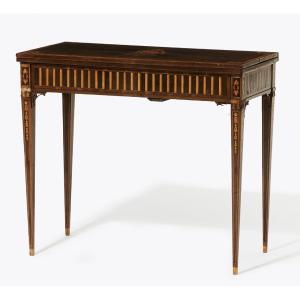 Gustavian Style Game Table, Amaranth, Rosewood And Maple Veneer 