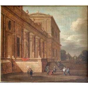 Perspective Of A Classical Palace In Noble Company Attr. Jacob F. Saeys, Vienna Circa 1795 