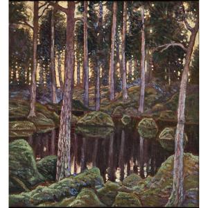 « forest Fairly Tale » Close To Fritz Lindström, Bilibine And Pont-aven , O/l Sign.cut 