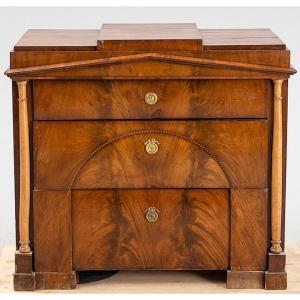 Architectural Chest Of Drawers In Light Mahogany, Circa 1830, Sweden 