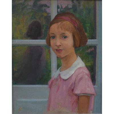 Krier, Portrait Of Young Girl With Ribbon, Swiss School, 1930