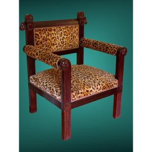 Pair Of Leopard Armchairs, 20th Century. (another Pair In White Available )