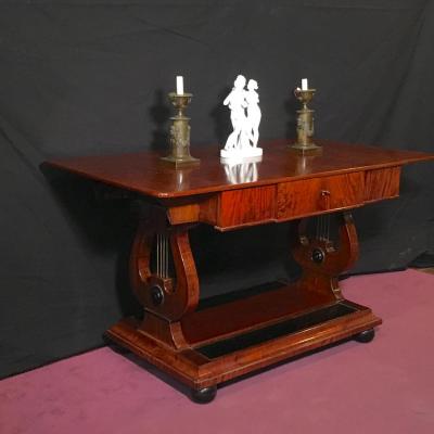 Writing Table On Lyras, Mahogany, Denmark Circa 1860
