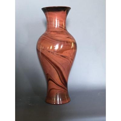Art Deco Lythialine Red Vase, Bohemian XXth Century