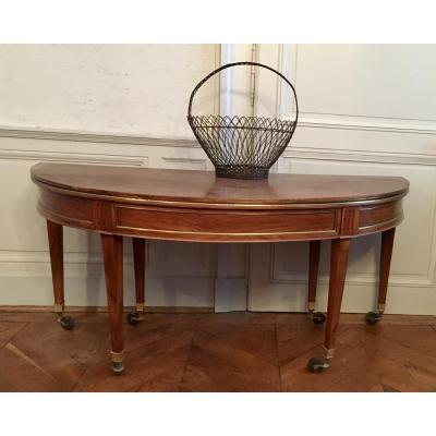 Large Dinning Table ½ Oval Directoire In Light Walnut