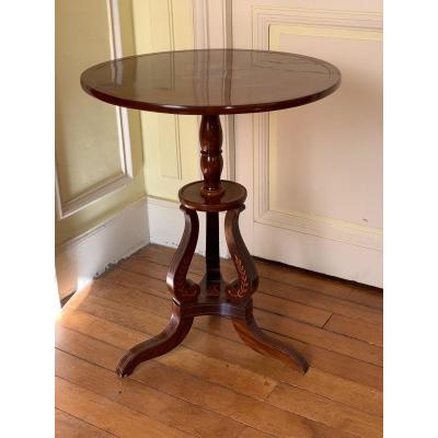 Light Mahogany Guéridon  Table With Yellow Wood Inlays, Mid 19th Cent. 