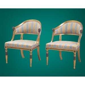 Pair Of Gustavian Style Armchairs, Circa 1900