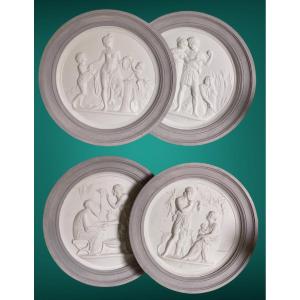 « 4 Seasons Of Life » After B.thorvaldsen, Large Bisque Médaillons Royal Copenhaguen