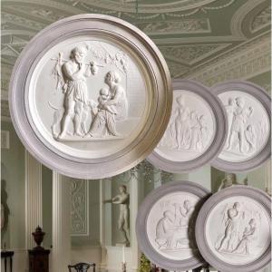 Decorative Set  O Very Large F Eliefs Biscuit Medallions “4 Seasons Of Life”, After Thorvaldsen 