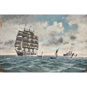 Le Havre Harbor At The Beginning Of The 20th Century By Albert Brenet