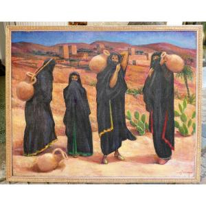 Orientalist Painting Around 1930 By Auguste Valere 1901-1995