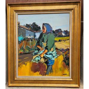 Provençal Peasant Woman At Work By Christian Jequel
