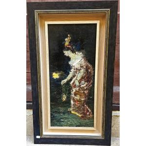 Elegant With Perfume Burner By Adolphe Monticelli 1824-1886