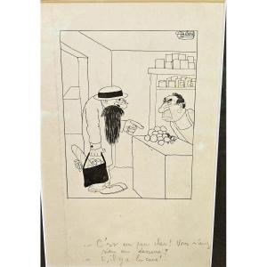 Original Drawing By Albert Dubout 1905-1976