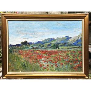 Poppy Fields By Costanzo Waldemaro Figlinesi 1912-1991