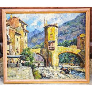 The Sospel Bridge By Victor Louis Cuguen 1882-1969