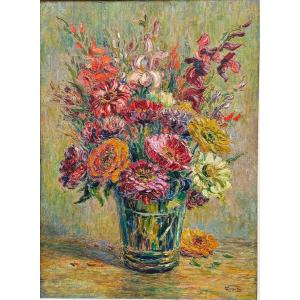 Bouquet Of Flowers By Victor Louis Cuguen 1882-1969