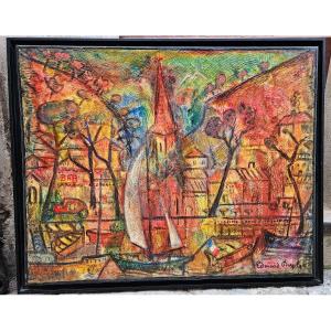 Large Modernist Composition By Edmond Duplan 1910-1994