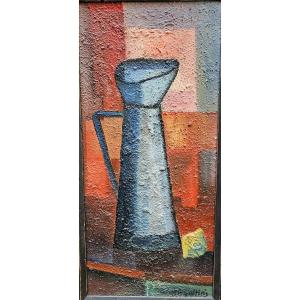The Blue Pitcher By Hubert Agostini 1935-2021