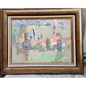 Alsatian Village By Pierre Loeb Born In 1934