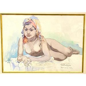 Oriental Nude By Antonin Prochazka 1882-1945