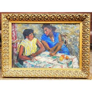 The Checkered Tablecloth By Jean Claude Imbert 1919-1993