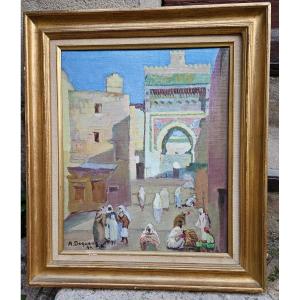 Orientalist Landscape By Albert-charles Dequenne 1897-1973