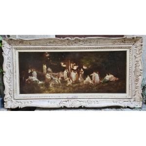 Park Scene By Adolphe Monticelli 1824-1886
