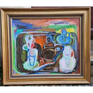 Composition At The Coffee Pot By Laszlo Barta 1902-1961