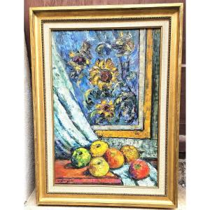 Apples And Sunflowers By Arsène Sari 1895-1995