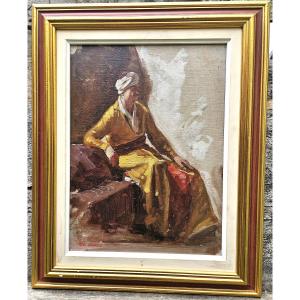 Seated Turk By Charles Devillié 1850-1905