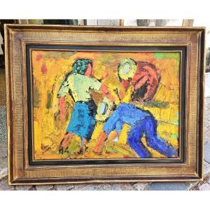Peasants At Work By Pierre Ambrogiani 1907-1985