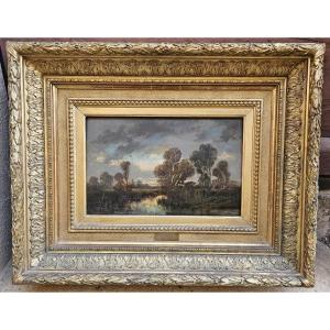 Barbizon Landscape By Camille Flers 1802-1868