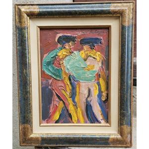 The Two Bullfighters By Pierre Ambrogiani 1907-1985
