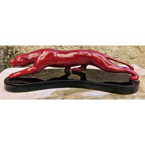 Panther Of Lavroff By Paul Milet Sèvres Circa 1925-35 Art Deco