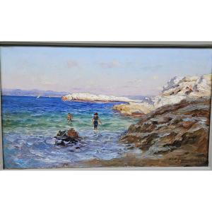 Seaside In Marseille By Adolphe Gaussen 1871-1954