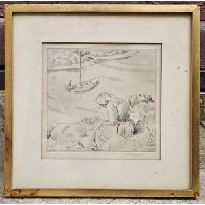 Calm Morning In St Yvi 1937 By Adolphe Beaufrere 1876-1960