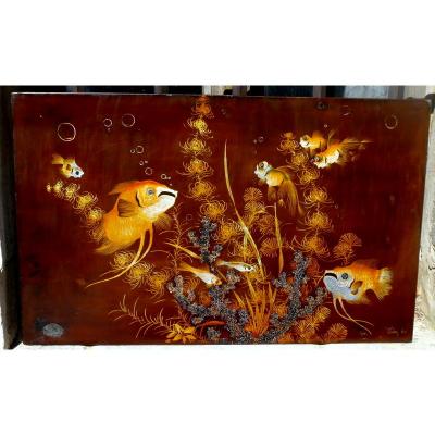 Vietnamese Lacquer Around 1950 Signed