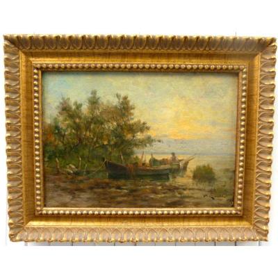 The Two Boats By Victor Coste 1844-1923