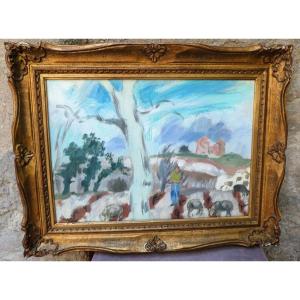 Shepherd In A Landscape By Jan-waclaw Zawado 1891-1982
