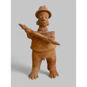 Large Sculpture Of A Warrior, Nayarit Culture (200 Bc – 300 Ad) 