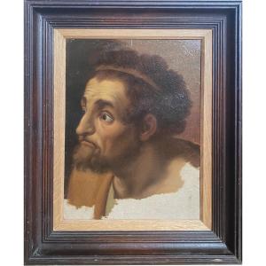 Study Of A Man's Head, 19th Century Italian School