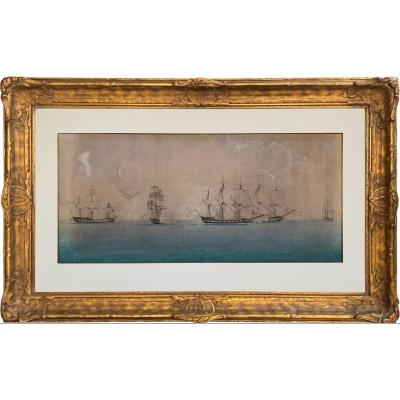 Study Of Displacements During A Naval Battle, Circle Of Thomas Whitcombe (1763 - 1824)